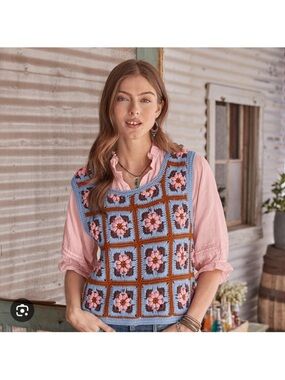 Sundance Open Meadows Crochet Sweater Vest